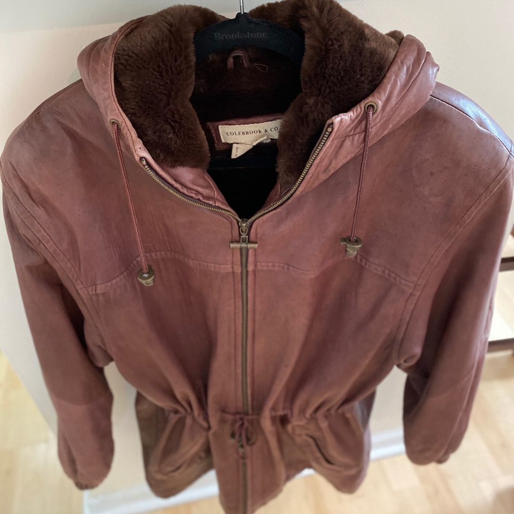 COLEBROOK & CO WOMENS BROWN LEATHER WINTER COAT